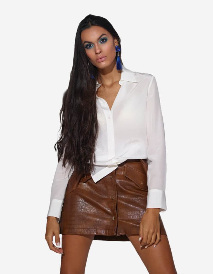 Silk long shirt white